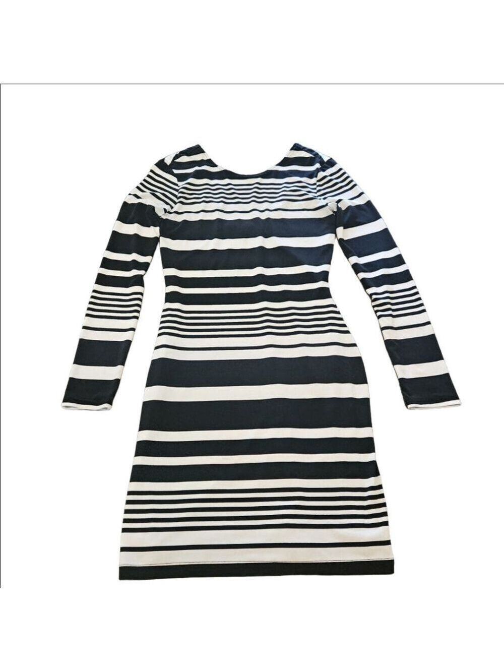 Women's Jennifer Lopez Long Sleeve Striped Mini Dress XS Black White